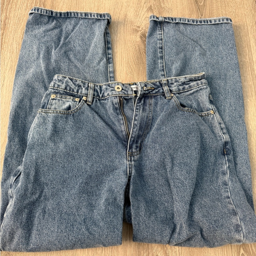 Beginning Boutique Charli Mid Wash Low Waist Baggy Leg Jeans